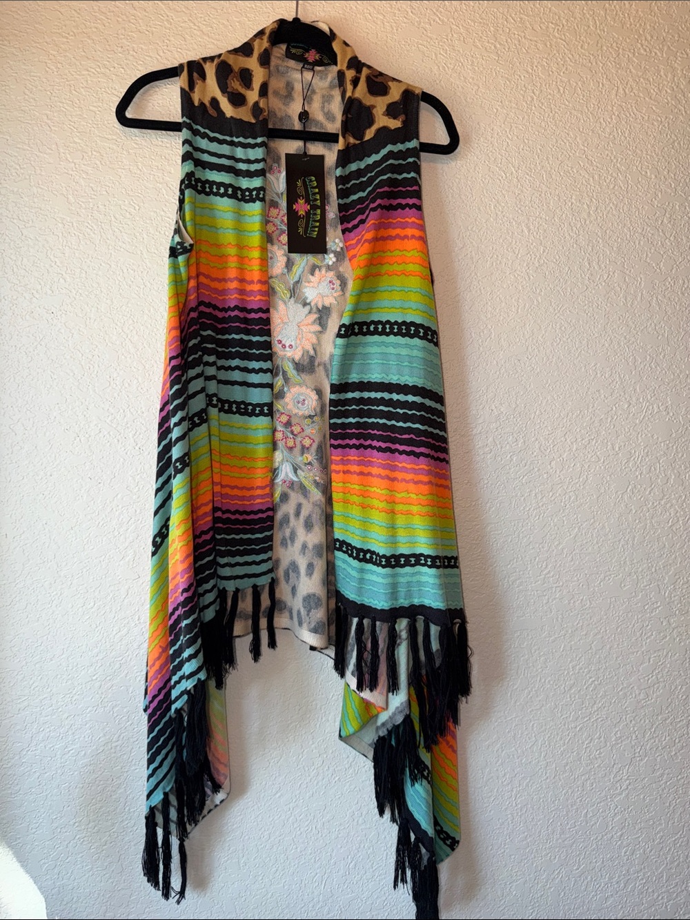 Crazy Train shawl. New With Tags. Size Reg/Small/Medium